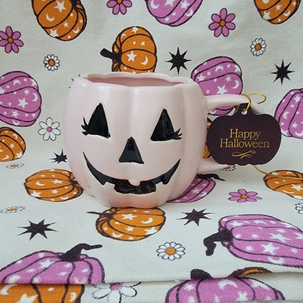 🎃 NWT 🎃 🔥RARE + HARD TO FIND Pink Pumpkin Halloween Mug